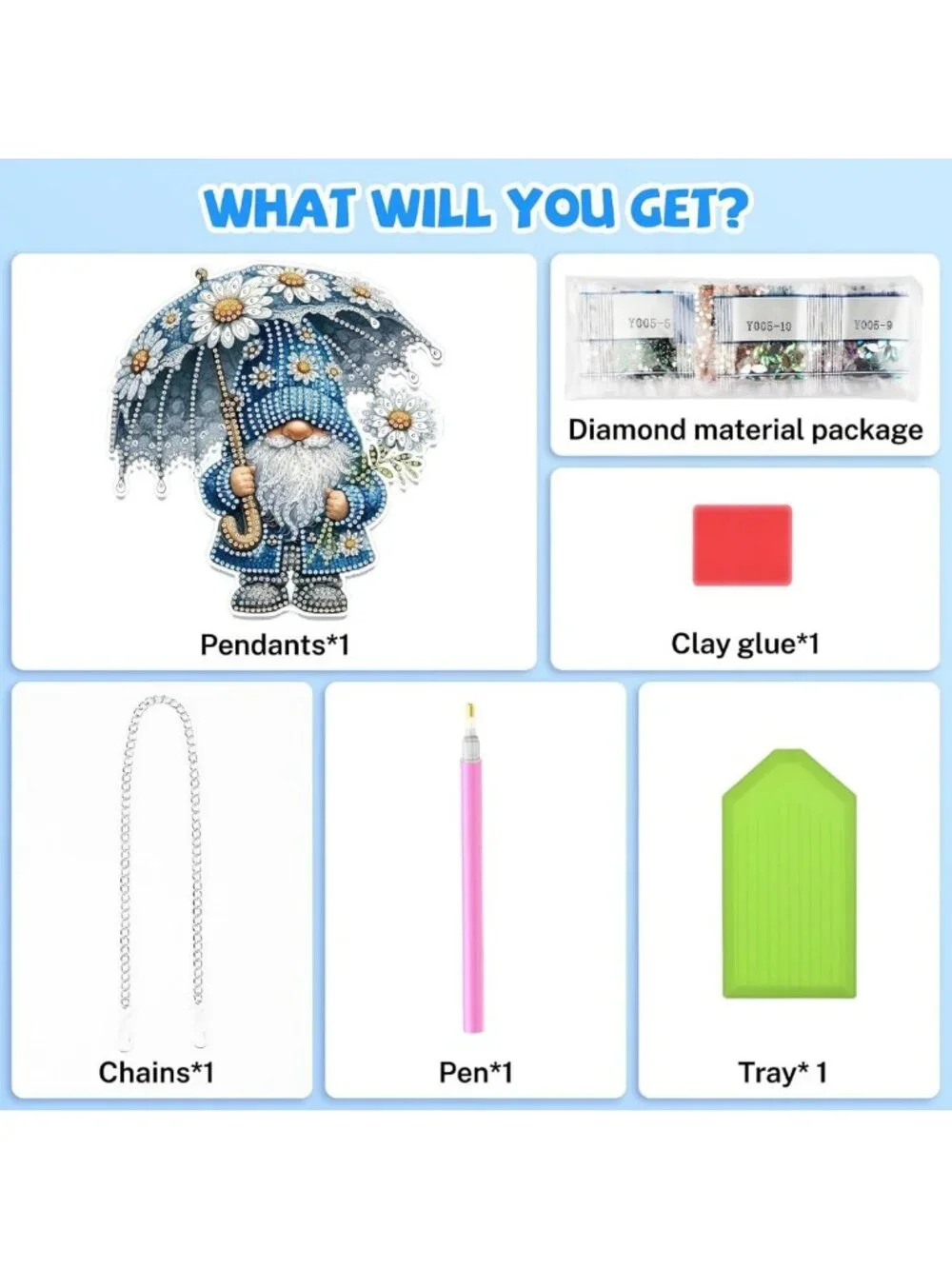 5D Diamond Art Gnome Hanging Kits - Special Shape Daisy Pendant Suncatchers for